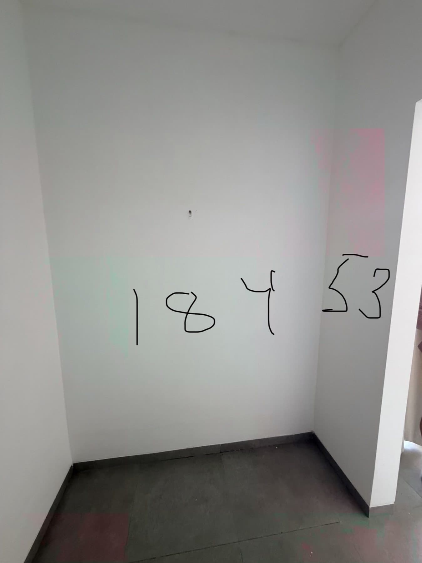 Empty storage niche with measurement annotations